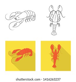 Vector design of appetizer and ocean symbol. Set of appetizer and delicacy stock symbol for web.