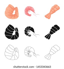 Vector design of appetizer and ocean symbol. Collection of appetizer and delicacy vector icon for stock.
