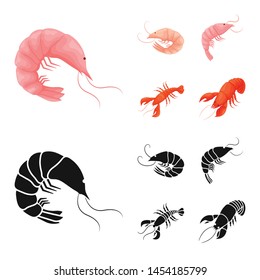 Vector design of appetizer and ocean symbol. Set of appetizer and delicacy stock symbol for web.