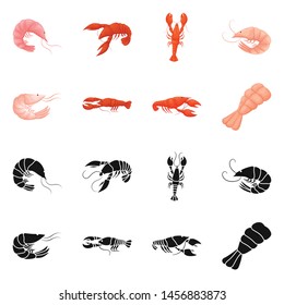 Vector design of appetizer and ocean symbol. Set of appetizer and delicacy stock vector illustration.