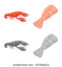 Vector design of appetizer and ocean symbol. Set of appetizer and delicacy stock symbol for web.