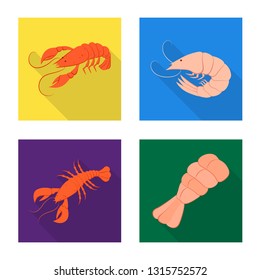 Vector design of appetizer and seafood icon. Collection of appetizer and ocean stock vector illustration.