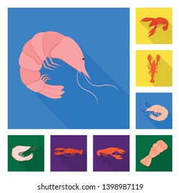 Vector design of appetizer and seafood icon. Collection of appetizer and ocean stock symbol for web.