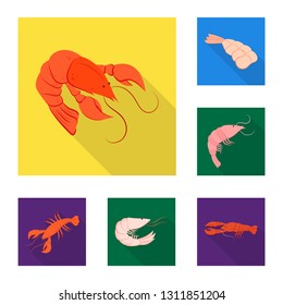 Vector design of appetizer and seafood symbol. Set of appetizer and ocean vector icon for stock.