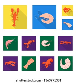 Vector design of appetizer and seafood symbol. Set of appetizer and ocean stock symbol for web.