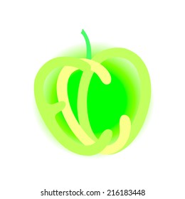 Vector design apple concept. Ecology simbol. Illustration of apple shape  with text  ECO.