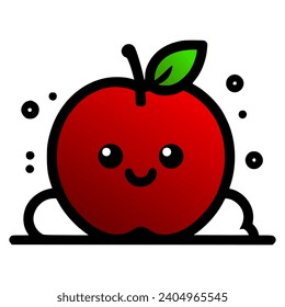 Vector design of an apple, smiling red apple 