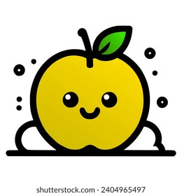 Vector design of an apple, smiling yellow apple 