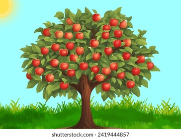 Vector design of an apple tree