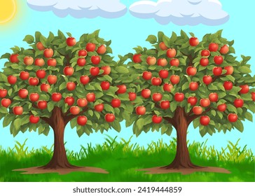 Vector design of an apple tree