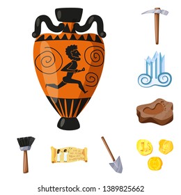 Vector Design Of Archaeology  And Historical Icon. Collection Of Archaeology  And Excavation Stock Symbol For Web.