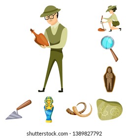 Vector design of archaeology  and historical icon. Collection of archaeology  and excavation stock symbol for web.