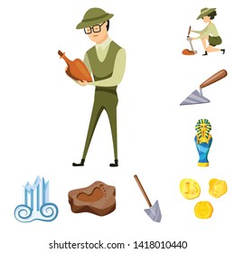 Vector design of archaeology  and historical logo. Set of archaeology  and excavation stock symbol for web.