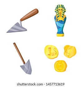 Vector design of archaeology and historical sign. Set of archaeology and excavation stock vector illustration.