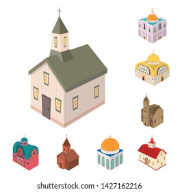 Vector design of architecture and building icon. Set of architecture and clergy stock vector illustration.