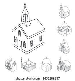 Vector design of architecture and building icon. Collection of architecture and clergy stock symbol for web.