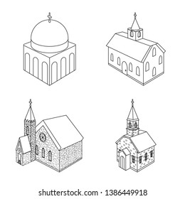 Vector design of architecture and building logo. Collection of architecture and clergy stock symbol for web.