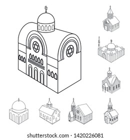 Vector design of architecture and building sign. Collection of architecture and clergy stock vector illustration.