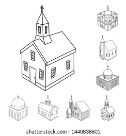 Vector design of architecture and building symbol. Set of architecture and clergy stock vector illustration.