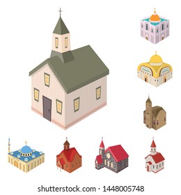 Vector design of architecture and building symbol. Set of architecture and clergy stock vector illustration.