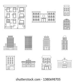 Vector design of architecture and exterior  icon. Collection of architecture and city vector icon for stock.