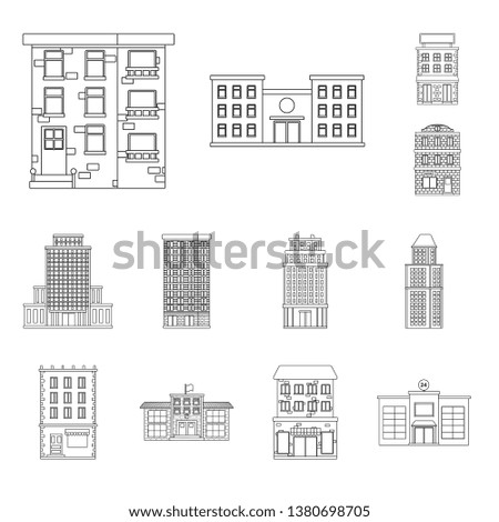 Vector design of architecture and exterior  icon. Collection of architecture and city vector icon for stock.