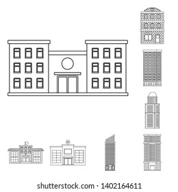 Vector design of architecture and exterior  symbol. Collection of architecture and city stock vector illustration.