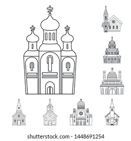 Vector design of architecture and faith logo. Collection of architecture and temple vector icon for stock.