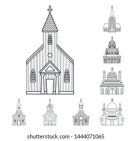Vector design of architecture and faith sign. Set of architecture and temple stock vector illustration.