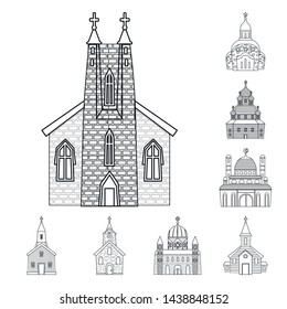 Vector design of architecture and faith symbol. Collection of architecture and temple vector icon for stock.