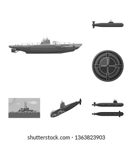 Vector design of army and deep   icon. Set of army and nuclear stock vector illustration.