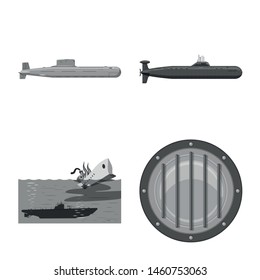 Vector design of army and deep sign. Collection of army and nuclear stock vector illustration.