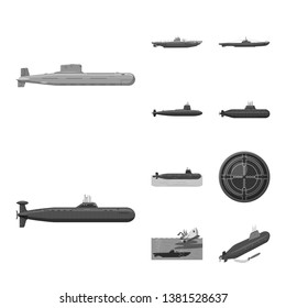 Vector design of army and deep   symbol. Set of army and nuclear vector icon for stock.