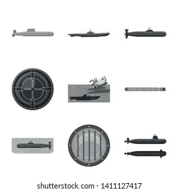 Vector design of army and deep   symbol. Set of army and nuclear stock vector illustration.