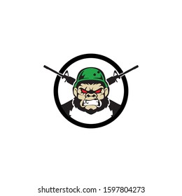 vector design of army gorillas and rifles