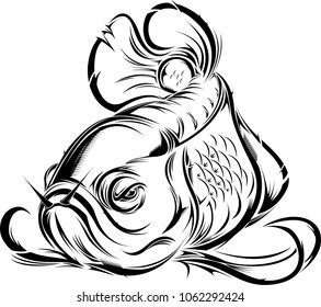 Vector design arowana fish in tattoo style.