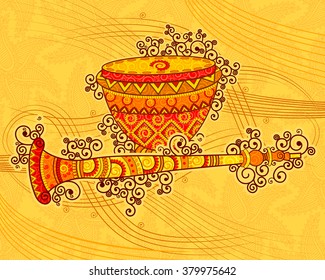 Vector design of art and music of India in Indian art style svg