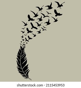 Vector design art with some birds and feather for t shirt design, logo design and many others.