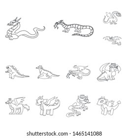 Vector design of asian and medieval icon. Collection of asian and mythical stock vector illustration.