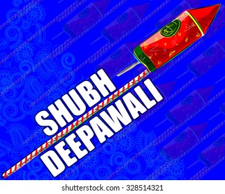 Vector design of assorted firecraker for Diwali celebration wishing Shubh Deepawali ( Happy Diwali)