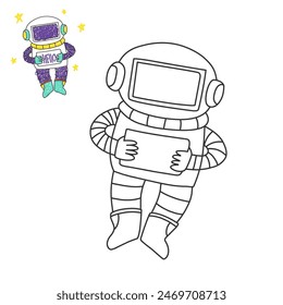 vector design astronaut drawing suitable for kids content, colouring pages, storybook, cartoon template