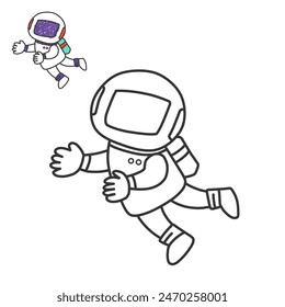 vector design astronaut drawing suitable for kids content, colouring pages, storybook, cartoon template