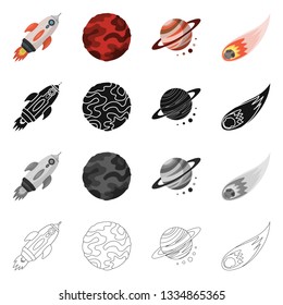 Vector design of astronomy and technology  icon. Set of astronomy and sky stock symbol for web.