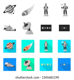 Vector design of astronomy and technology  icon. Set of astronomy and sky vector icon for stock.