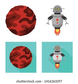 Vector design of astronomy and technology  icon. Set of astronomy and sky vector icon for stock.