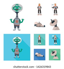 Vector design of astronomy and technology icon. Set of astronomy and sky vector icon for stock.