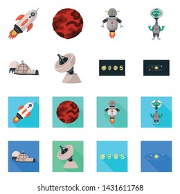 Vector design of astronomy and technology icon. Collection of astronomy and sky vector icon for stock.