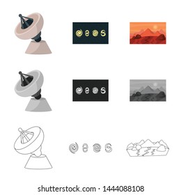 Vector design of astronomy and technology icon. Collection of astronomy and sky stock symbol for web.