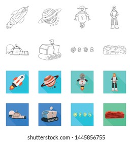 Vector design of astronomy and technology icon. Collection of astronomy and sky stock symbol for web.