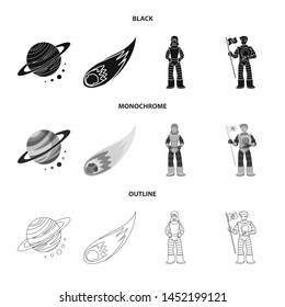 Vector design of astronomy and technology icon. Set of astronomy and sky stock vector illustration.